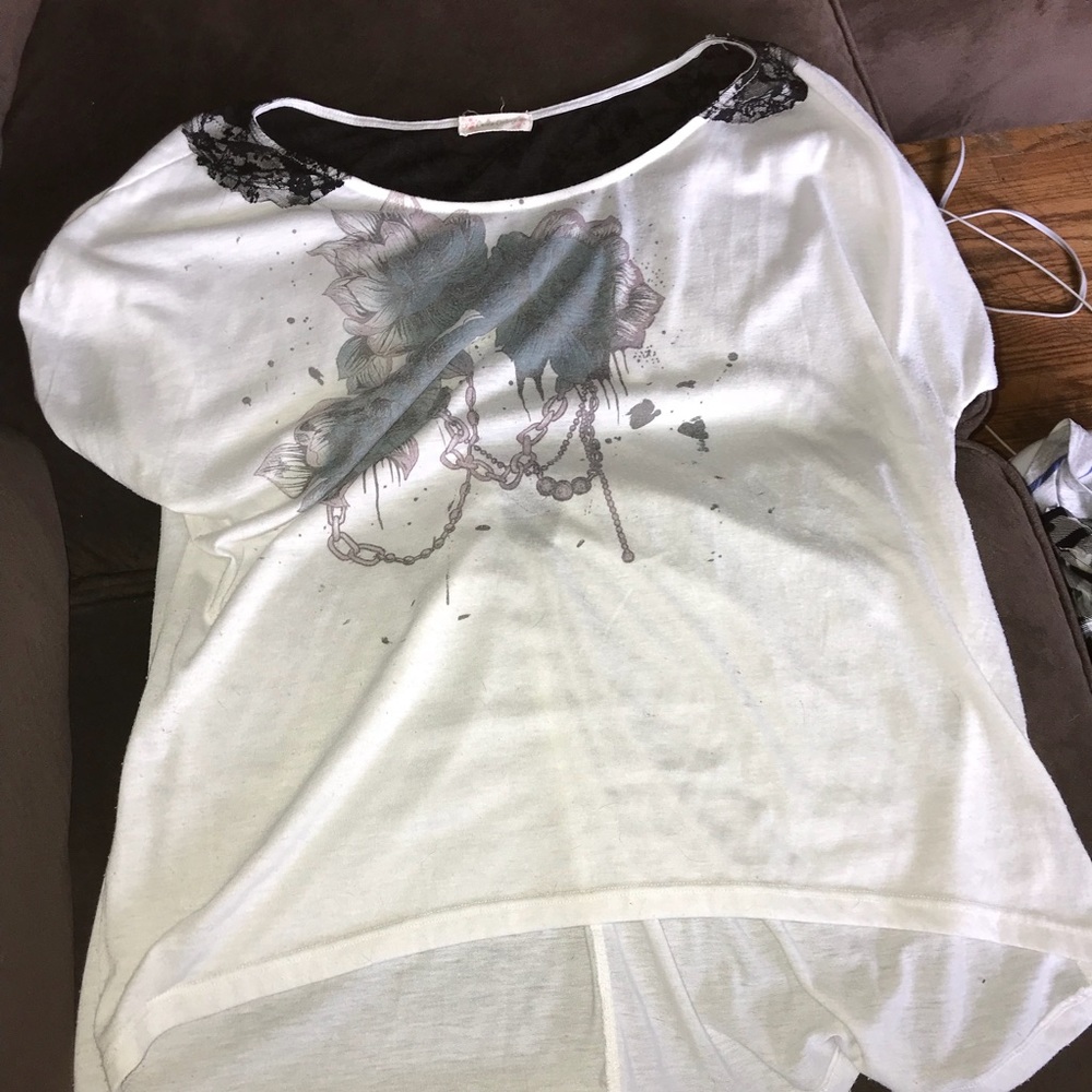 Floral Lace Back Hi-Low T-shirt Size 1x